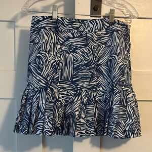 Lady Hagen Navy and White Zebra-Print Ruffle Golf Skirt